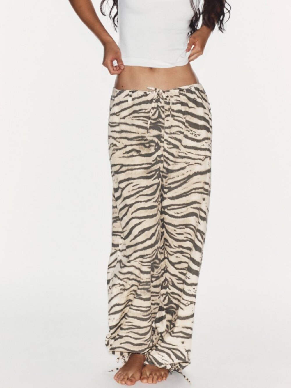 ZARA Zebra Animal Print Wide Leg Drawstring Pant in Sz 10 and 12 - NWT! - Picture 8 of 9